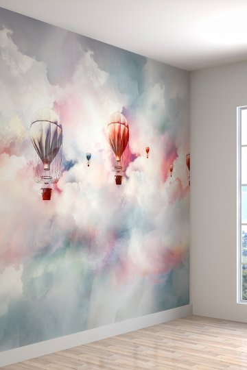 Uçan Balonlar Desenli Isı Ve Ses Yalıtımlı Tekstil Duvar Kağıdı