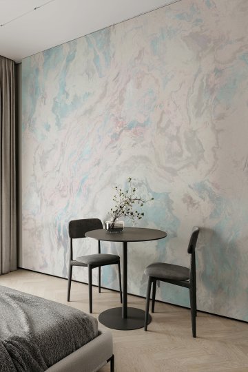 Yumuşak Tonlarda Modern Mermer Görünümlü Tekstil Duvar Kağıdı