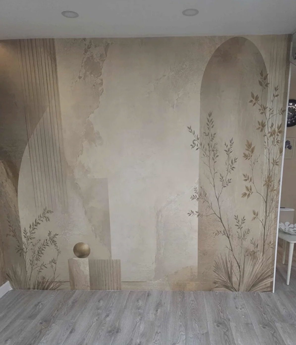 Dreamwall Sessiz Denge Mermer Görünümlü Boho Tek Parça Tekstil Duvar Kağıdı