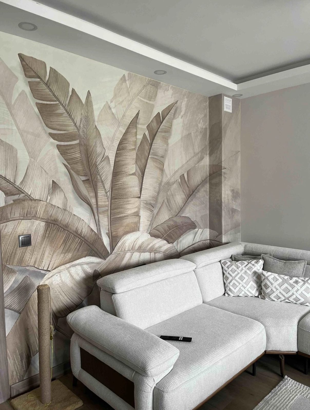 Dreamwall 3D Görünümlü Vintage Palmiye Yaprağı Desenli Tek Parça Tekstil Duvar Kağıdı