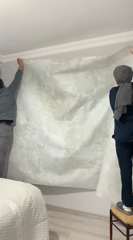 yatak odasını yenile (modern gri taş görünümlü)